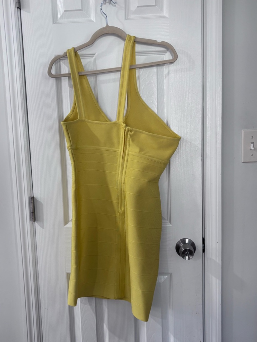 🩷Forever 21 Yellow Double-Strap V-Neck Bandage Mini Dress - Picture 4 of 13